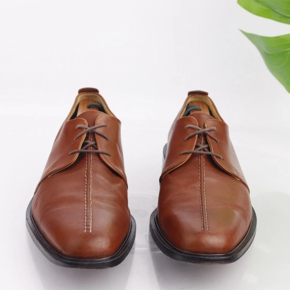 Cole Haan Mens Beckett Oxfords Size 12 M Tan Brown Leather Split Toe Dress Shoes